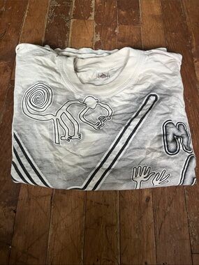 Women’s White Short Sleeve Tee with Black Graphic Print